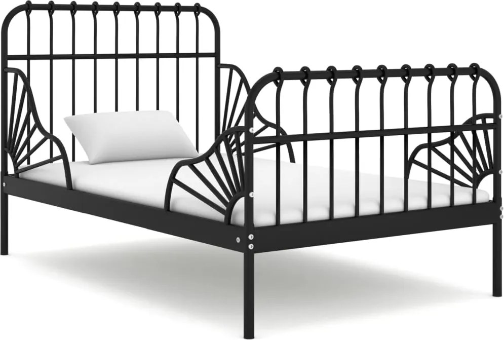 vidaXL kihúzható fekete fém ágykeret 80 x 130/200 cm