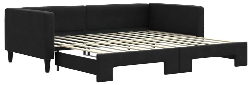 fekete kihúzható szövet heverő 100 x 200 cm