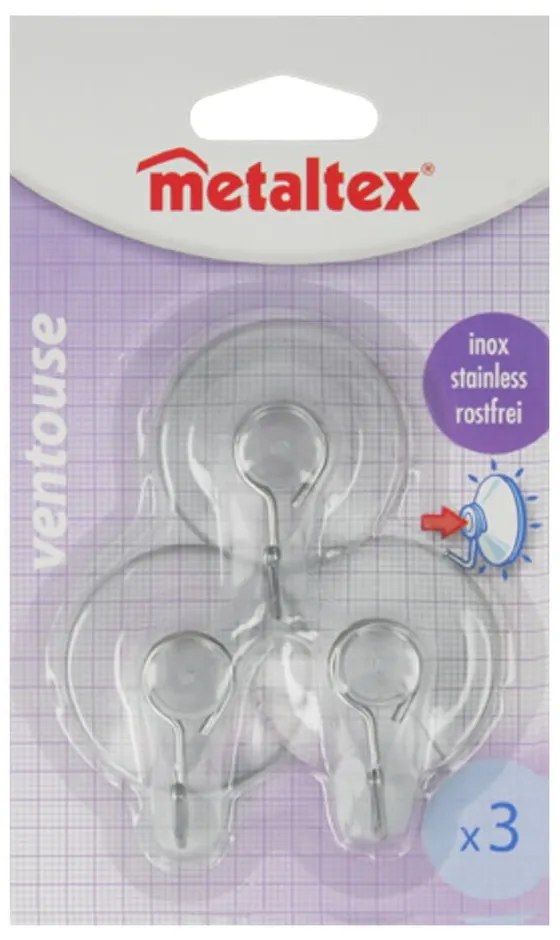 Öntapadós műanyag akasztó szett 3 db-os – Metaltex