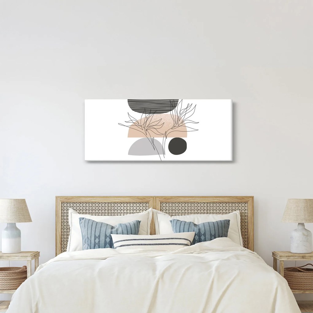 Kép - Vonal művészet virágok N⁰2 (120x50 cm)