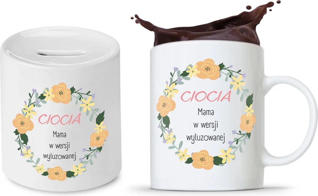 Néni Szett Ajándék Bögre Persely fényképes nyomtatással