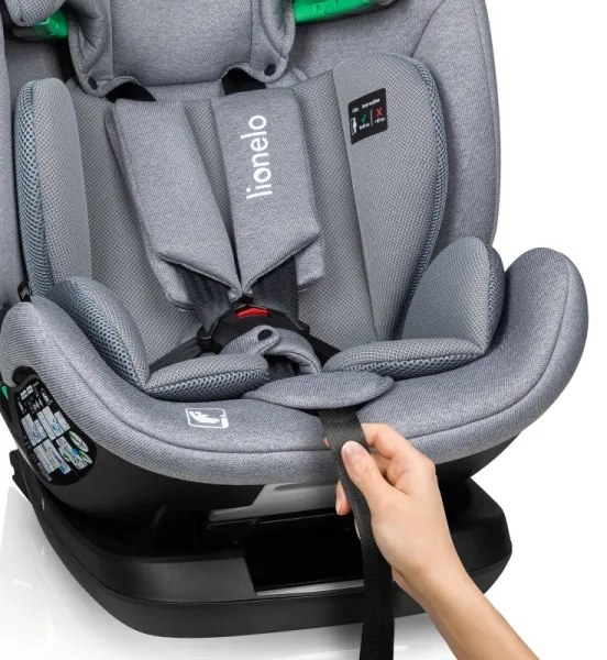 Lionelo - Forgatható autós gyerekülés alappal LAVENDER i-Size 76-150 cm Grey Stone