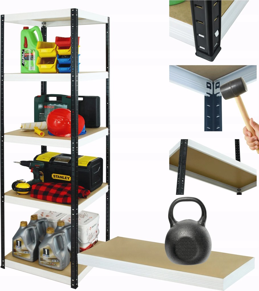 Tárolószekrény fém állvány Helios 213x60x60cm 5Px175kg 300EZER Komb