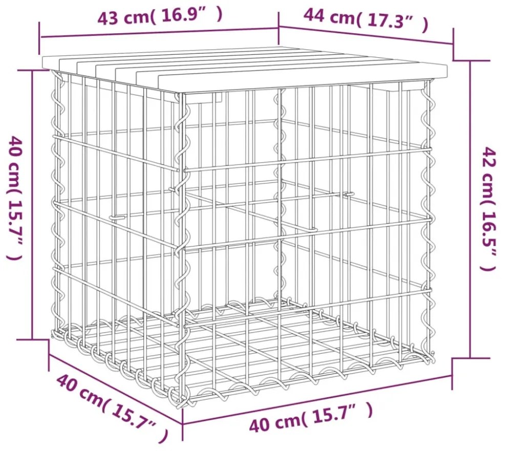 tömör duglászfenyő gabion kerti pad 43x44x42 cm