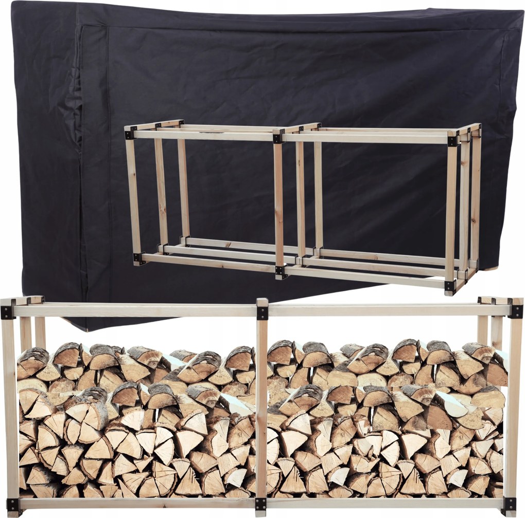 Fenyő kandalló fa állvány fa huzattal 1,7 m3 eco