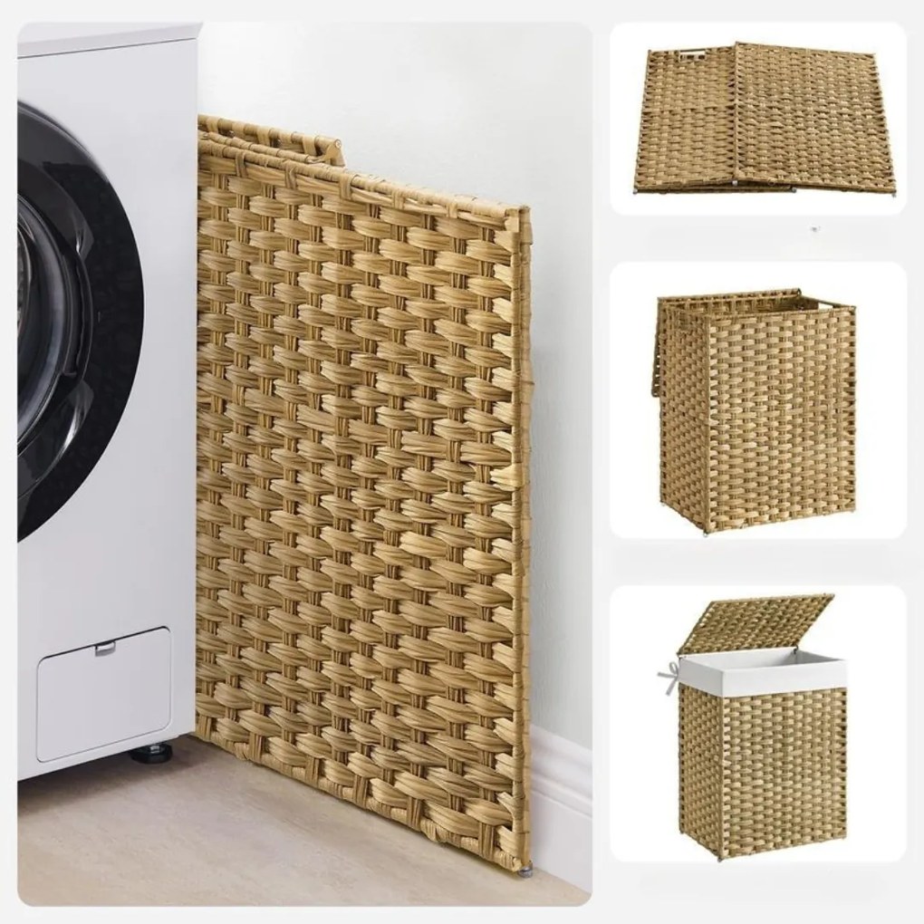 AVA műrattan ruháskosár, 90l, természetes barna SongmicsHome