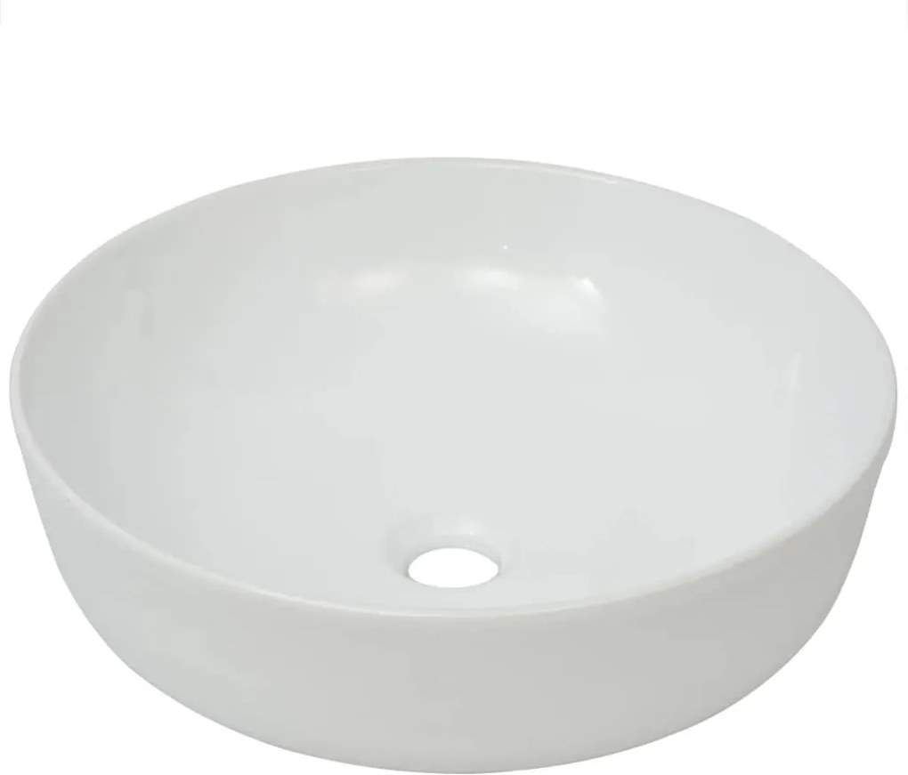 vidaXL Kerek, fehér kerámia mosdókagyló 41,5x13,5 cm