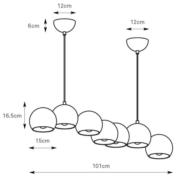 Markslöjd 108860 - Csillár zsinóron CUPOLO 7xE14/40W/230V fekete