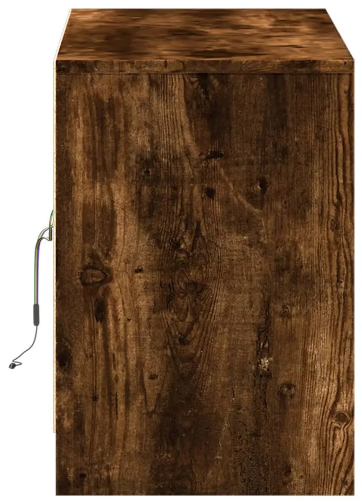 füstös tölgy színű szerelt fa LED-es TV-szekrény 100x34x50 cm