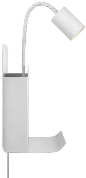 Nordlux ROOMI fali lámpa polccal, USB, 1xGU10/8W/230V, fehér