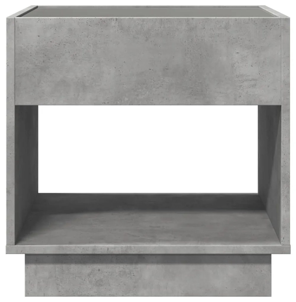 betonszürke végtelen hatású LED-es éjjeliszekrény 50x50x50 cm