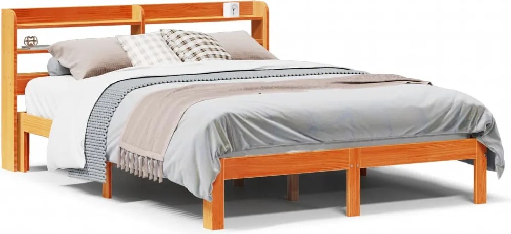 vidaXL viaszbarna tömör fenyőfa ágy matrac nélkül 120 x 190 cm