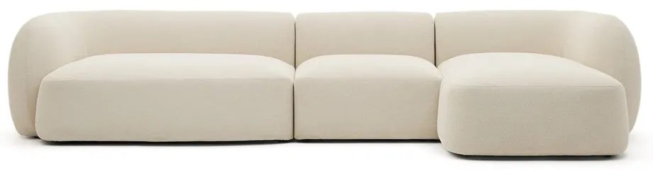 Krémszínű zsenília sarokkanapé (jobb oldali-heverő résszel) Martina – Kave Home