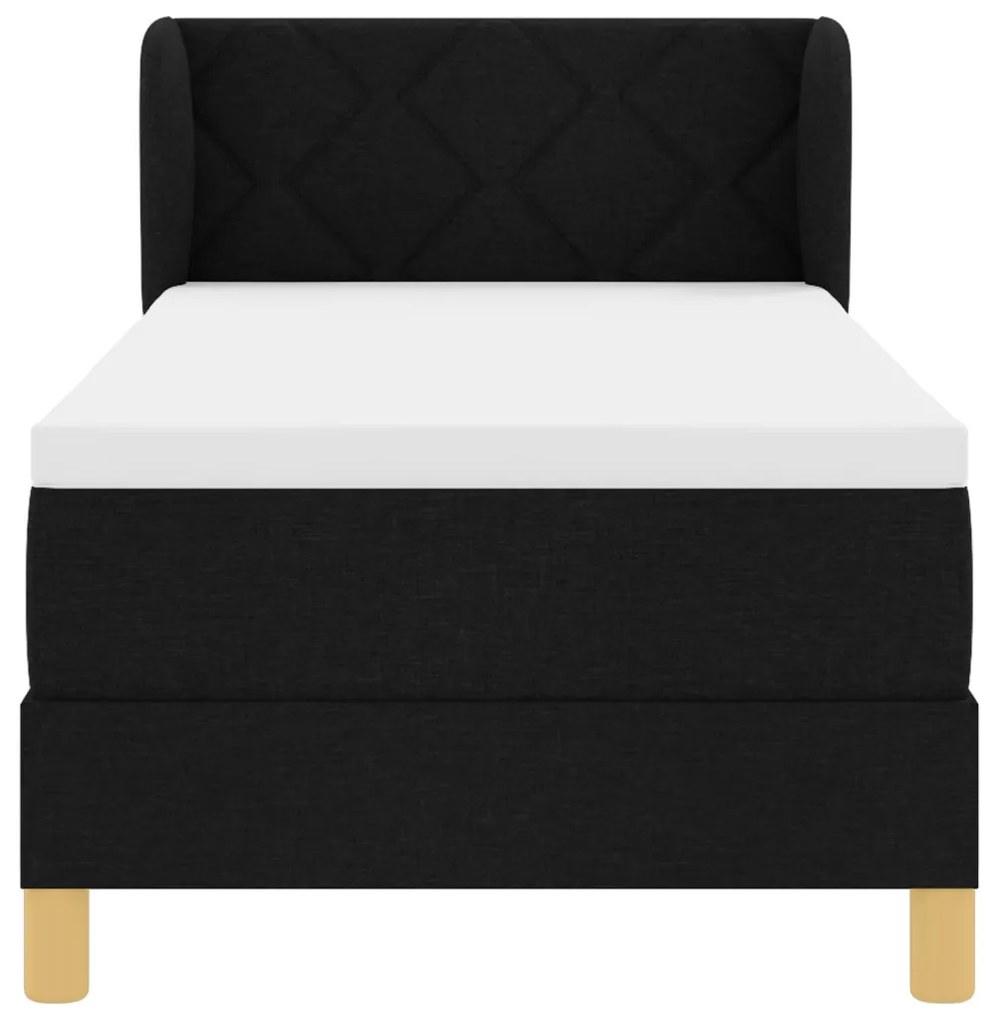 Boxspring Ágy Mattal Fekete 80x200 cm Textil