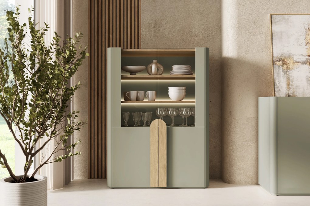 Amilio vitrin 100 cm - eukaliptusz / baltic tölgy / natúr tölgy fogantyú