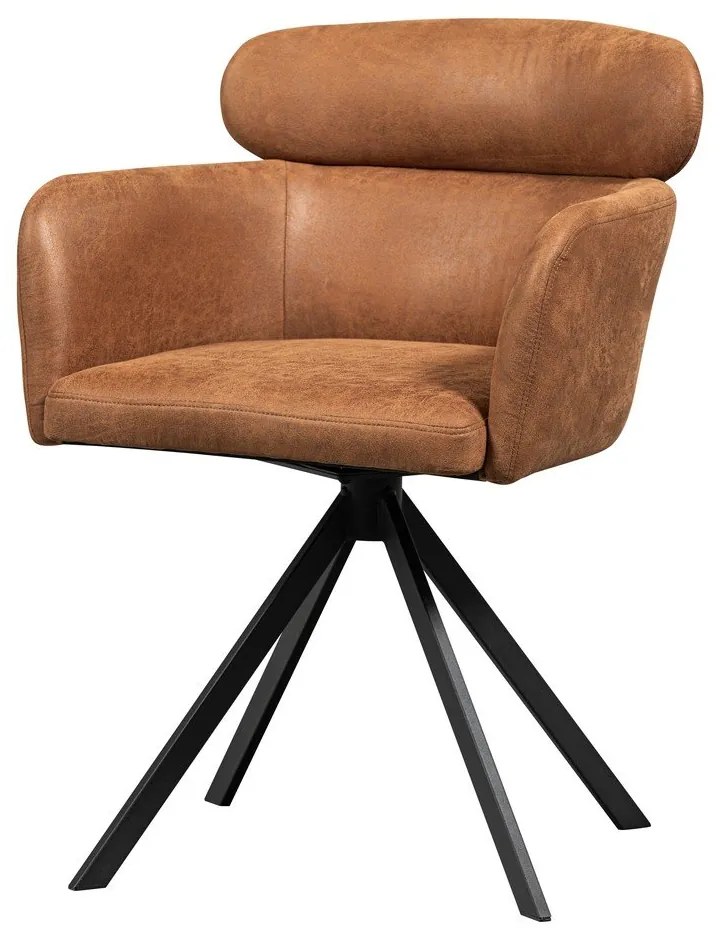 Konyakbarna kárpitozott karfás étkezőfotel Fenne – WOOOD