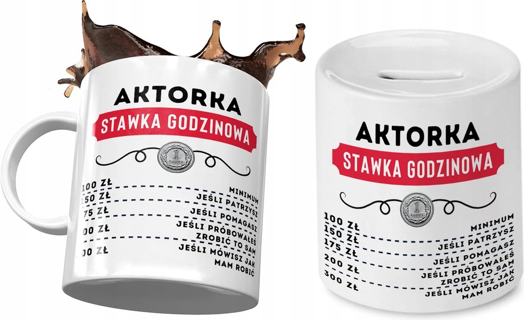 Színésznőnek Bögre Ajándék persely szett fényképes nyomtatással