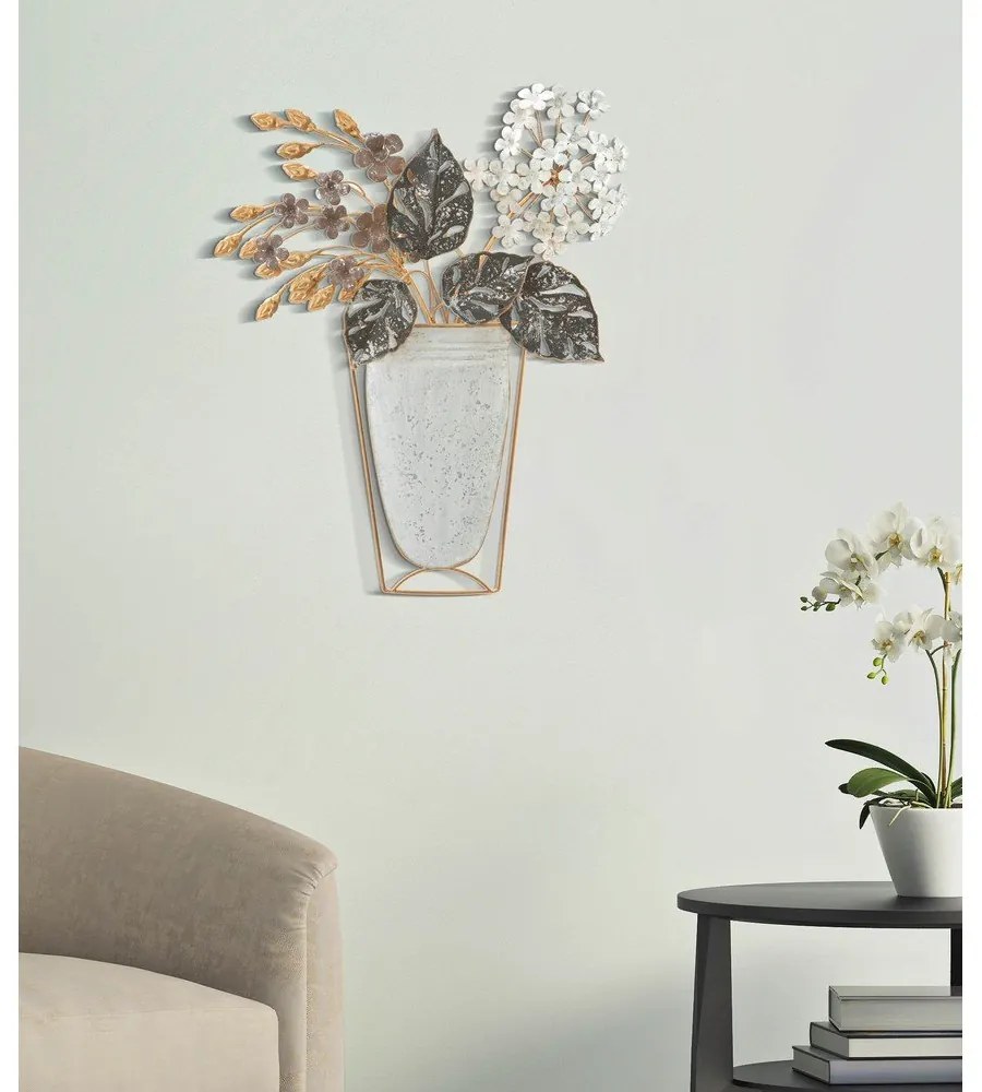 Fém fali dekoráció 45,5x53 cm Floral – Mauro Ferretti