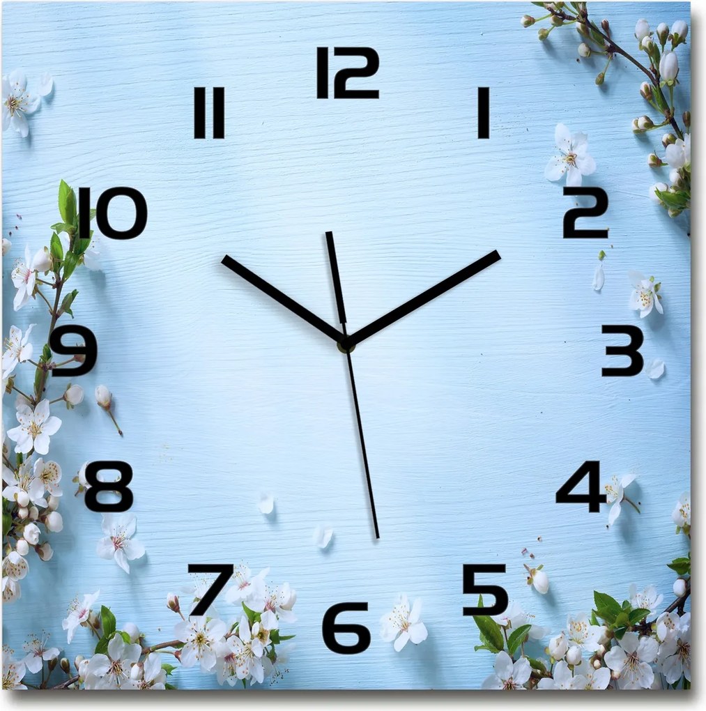 Nagy üveg falióra Cseresznyevirágok háttér 60x60