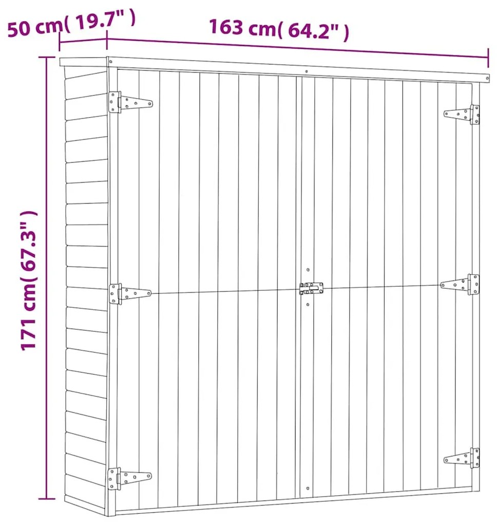 kerti impregnált fenyőfa szerszámoskamra 163 x 50 x 171 cm
