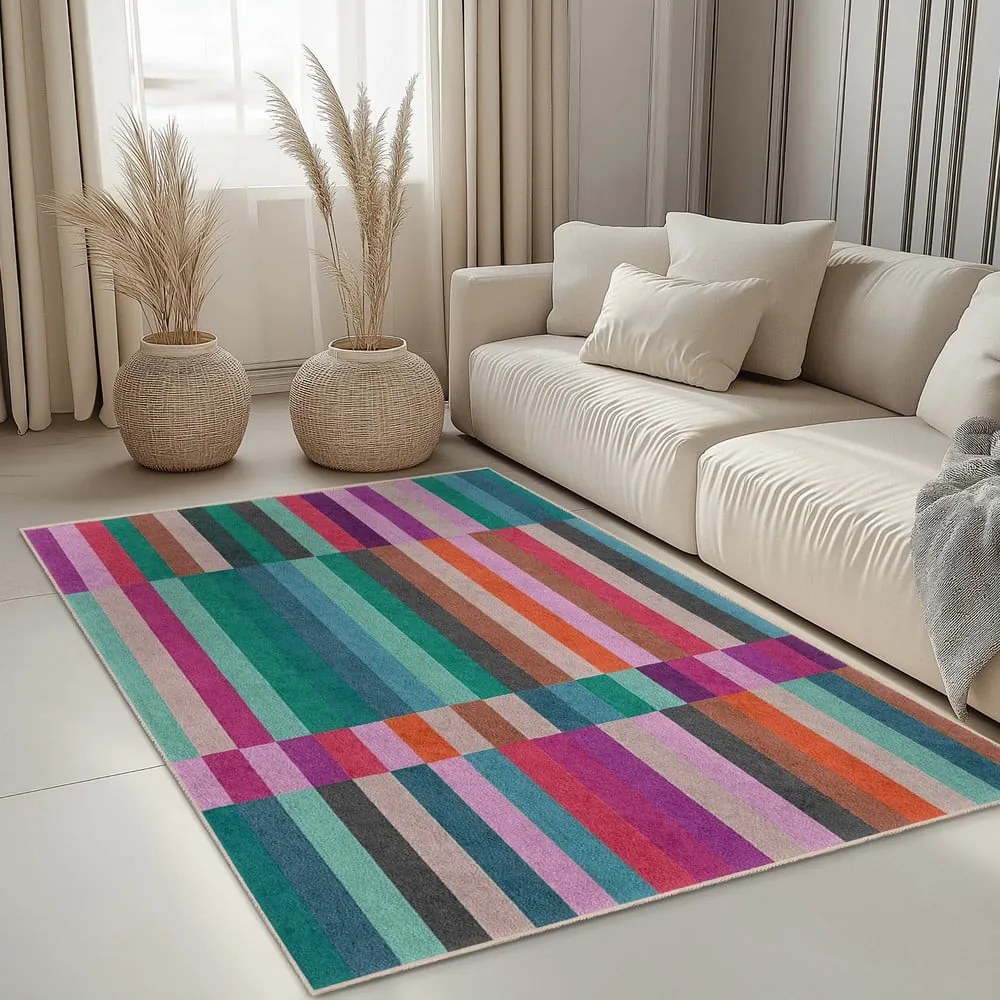 Türkiz mosható szőnyeg 80x150 cm Acid Rain – Mila Home