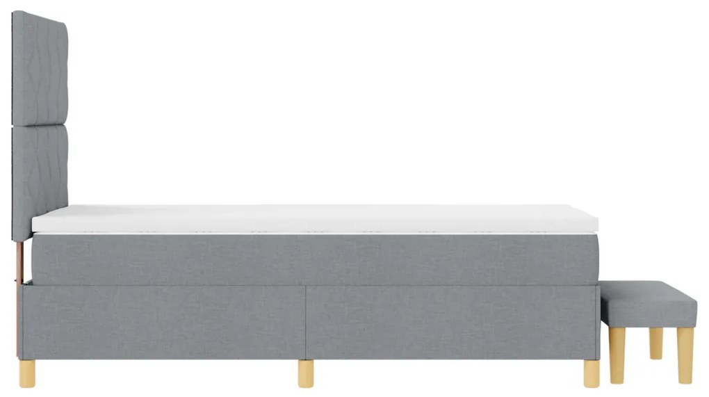 Box Spring Ágy Matraccal & Pad Világosszürke 90x190 cm Szövet