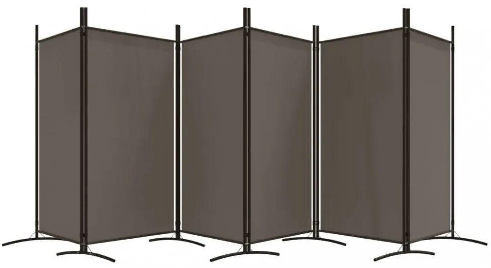6 paneles antracitszürke szövet térelválasztó 520x180 cm