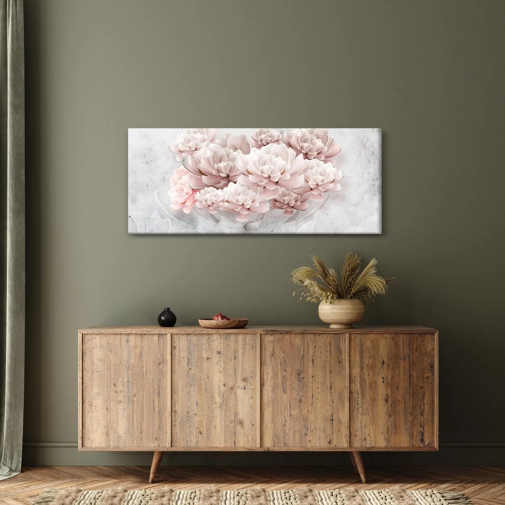 Kép - Rózsaszín virágok a falon (120x50 cm)