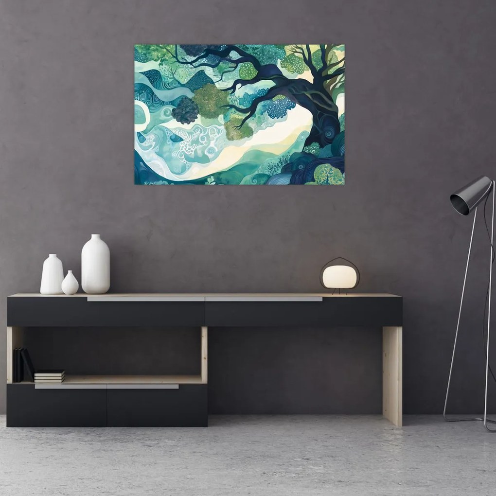 Kép – Az életfa zöld lombkoronája (90x60 cm)