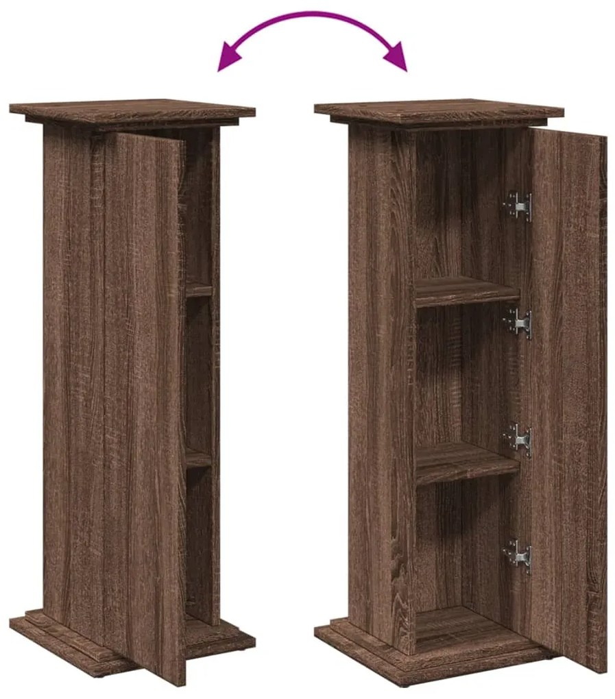 barna tölgy szerelt fa bemutatóállvány tárolóval 31x30x90 cm