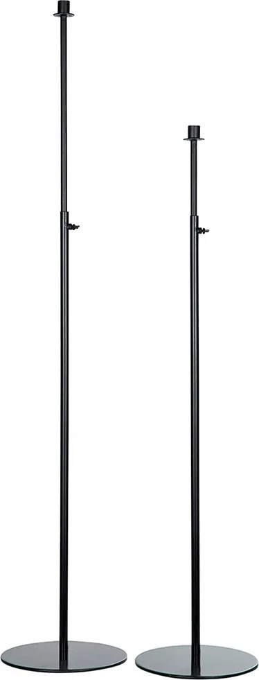 Állítható Padlókandeláber gyertyatartó matt fekete fém 82-154cm