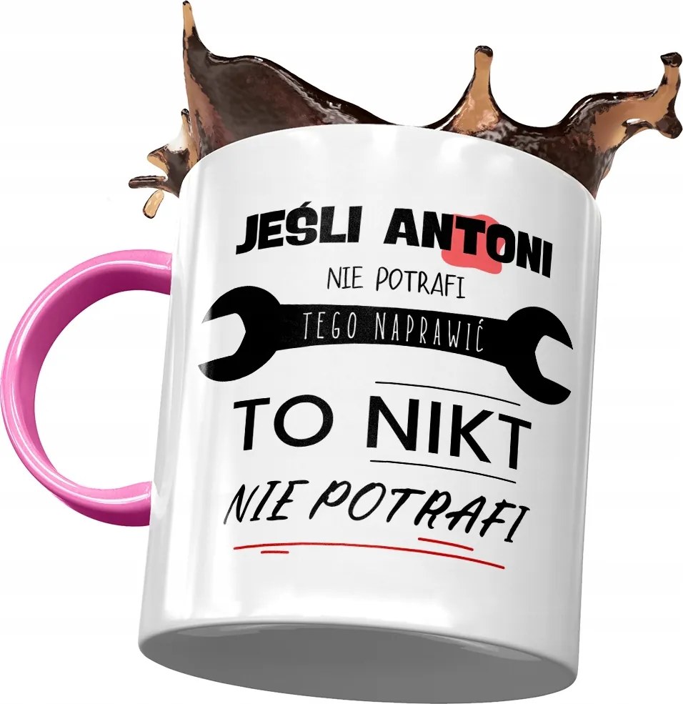 Rózsaszín bögre Antal kollégának Ajándék fényképes nyomtatással