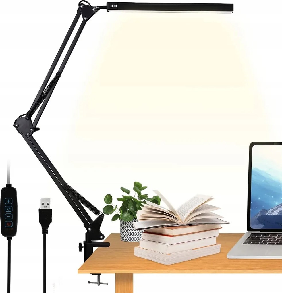 LED-es asztali lámpa iskolai íróasztalhoz Éjszakai rajzoló lámpa Állítható Usb