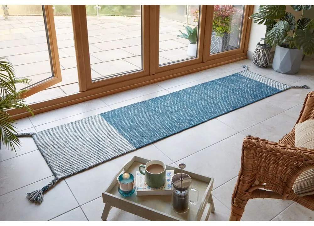 Anu kék gyapjú futószőnyeg, 60 x 200 cm - Flair Rugs