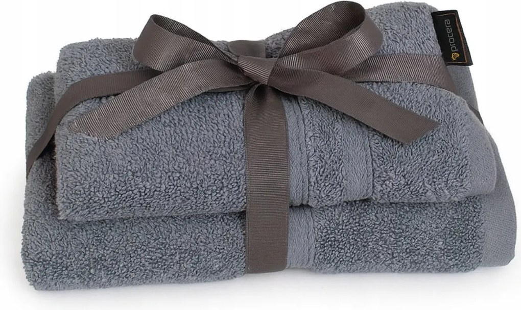 Törölköző Szett 100 % Pamut Ajándék Szett 50x100+70x140 Antracit