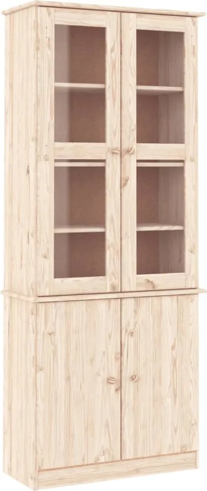 vidaXL ALTA tömör fenyőfa üvegvitrin 77x35x186,5 cm