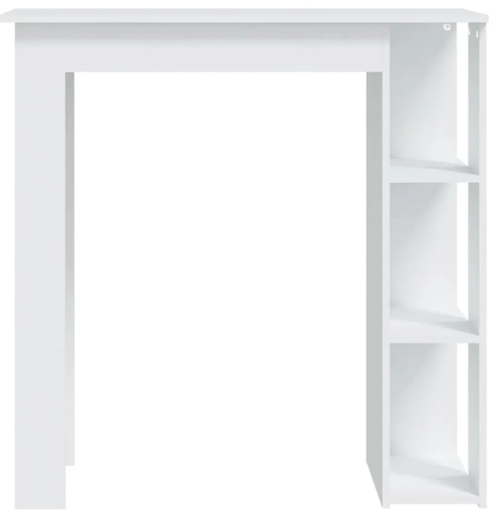Fehér szerelt fa bárasztal polccal 102 x 50 x 103,5 cm