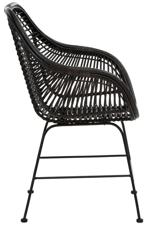 Fekete rattan étkezőszék szett 2 db-os Kiran - Støraa