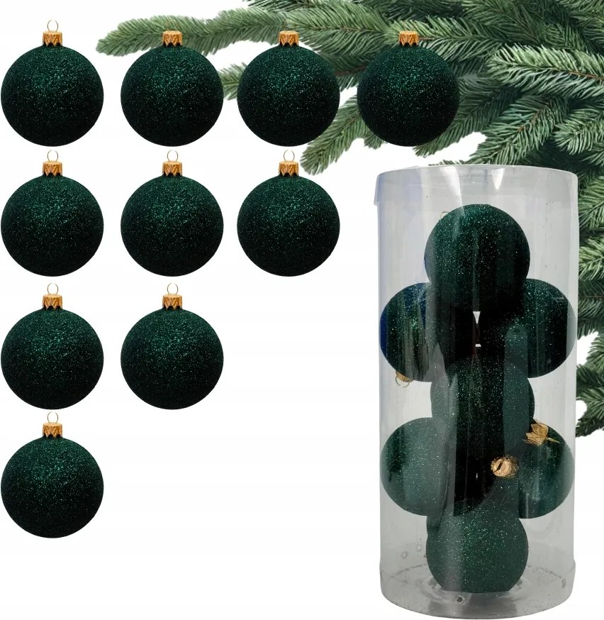 Holo Palack Zöld Karácsonyfa Bombák Csillogó nádbuborékok 10 db