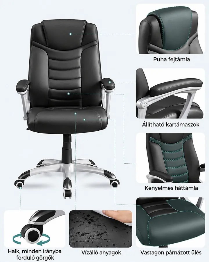 Ergonomikus irodai szék, állítható magasságú forgószék