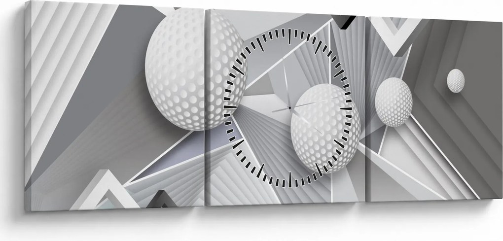 Geometriai absztrakt kép (órával) (90x30 cm)