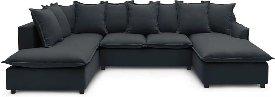 Mona XXL sötétszürke kinyitható U alakú kanapé, jobb oldali - Bobochic Paris