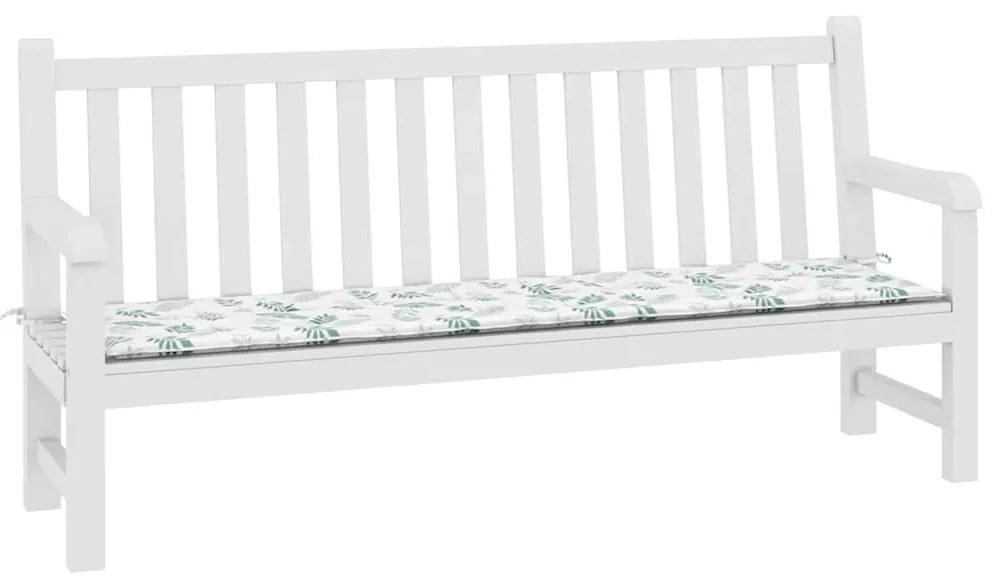 levélmintás szövet kerti padpárna 200x50x4 cm