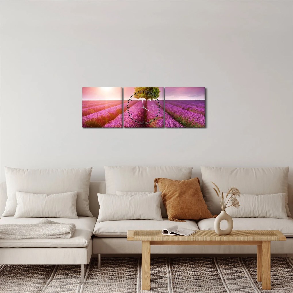 Levendula mező képe (órával) (90x30 cm)