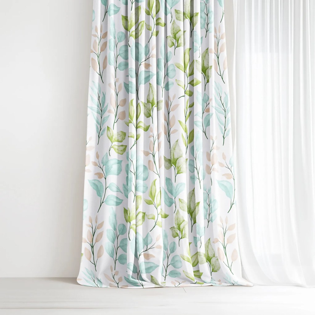 Goldea pamut drapéria deluxe - festett levelek 160x160 cm