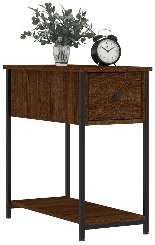 2 db barna tölgyszínű szerelt fa éjjeliszekrény 30x60x60 cm