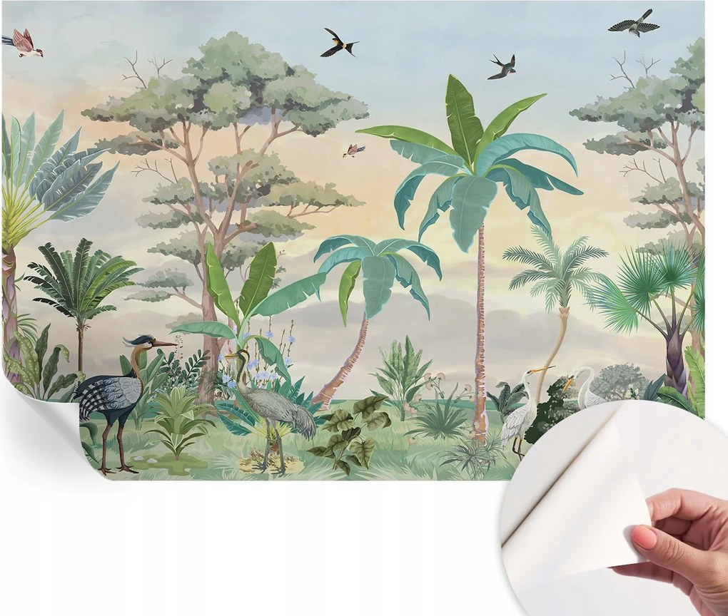 Divatos öntapadós fali tapéta Egzotikus növényvilág 152x104 cm