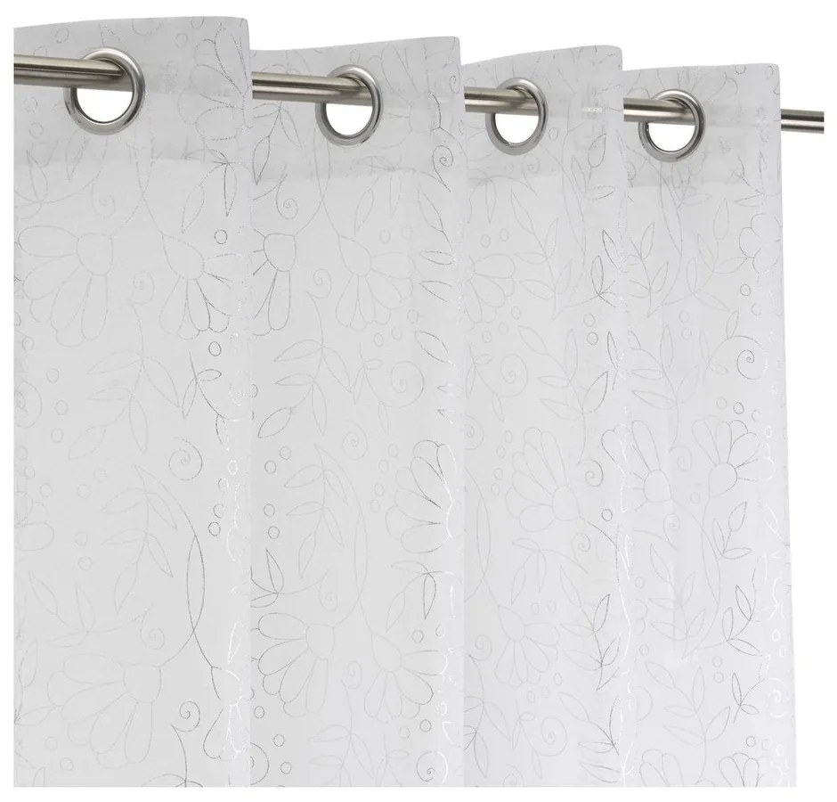 Fehér-ezüstszínű fényáteresztő függöny 140x260 cm Pucka – Casa Selección