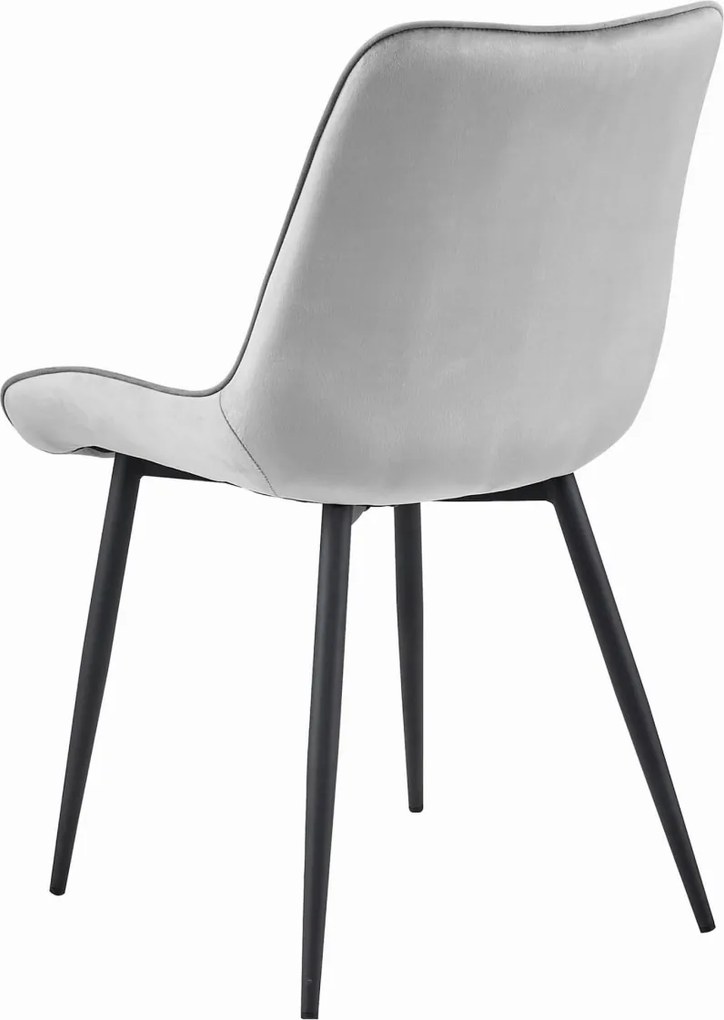 BERA világosszürke bársony szék fekete lábakkal