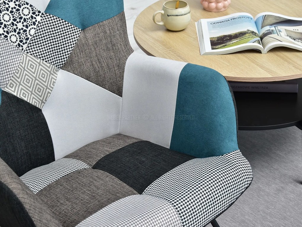 Fotel Sibyla (patchwork + fekete bükk). Akció -15%. 1110396